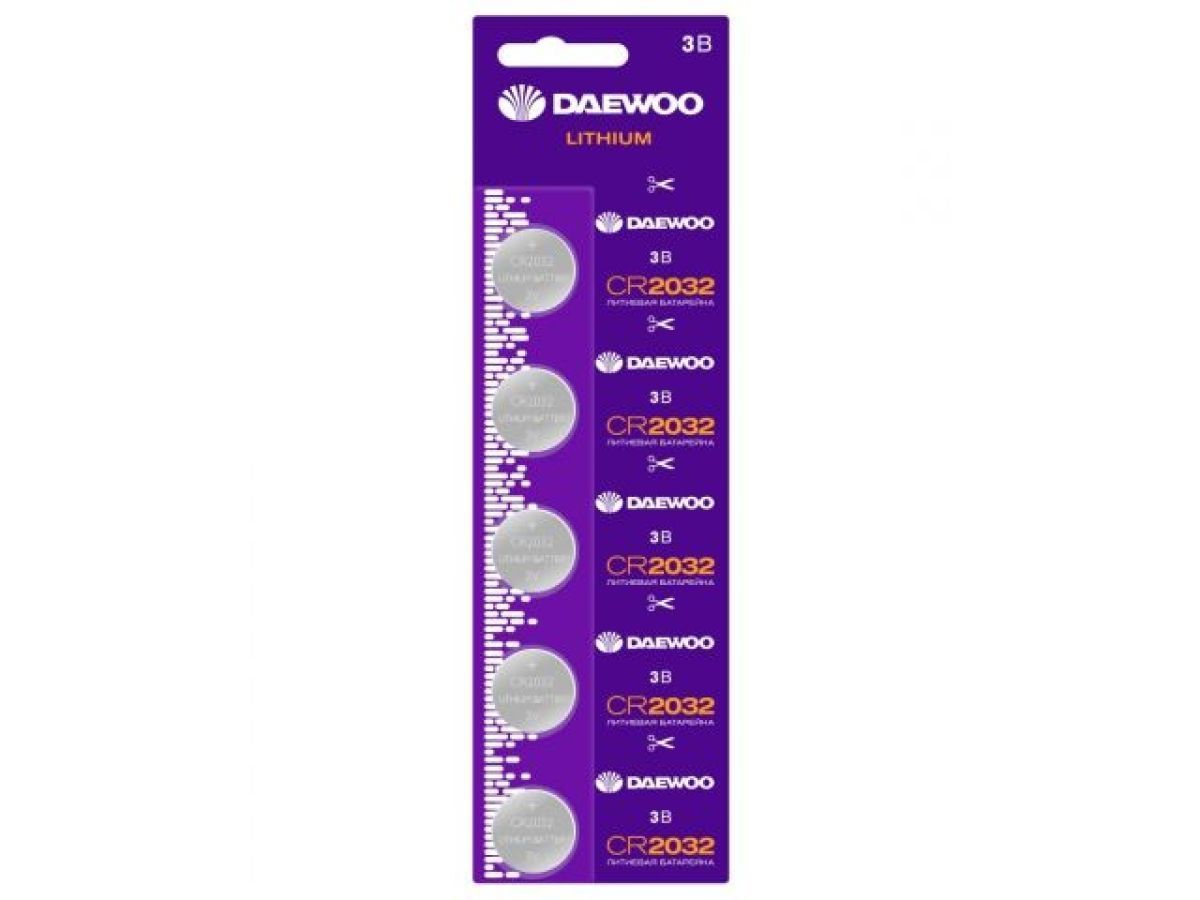 Батарейка CR2032 3V lithium 5шт.(блистер) (Литиевая) DAEWOO 5030268