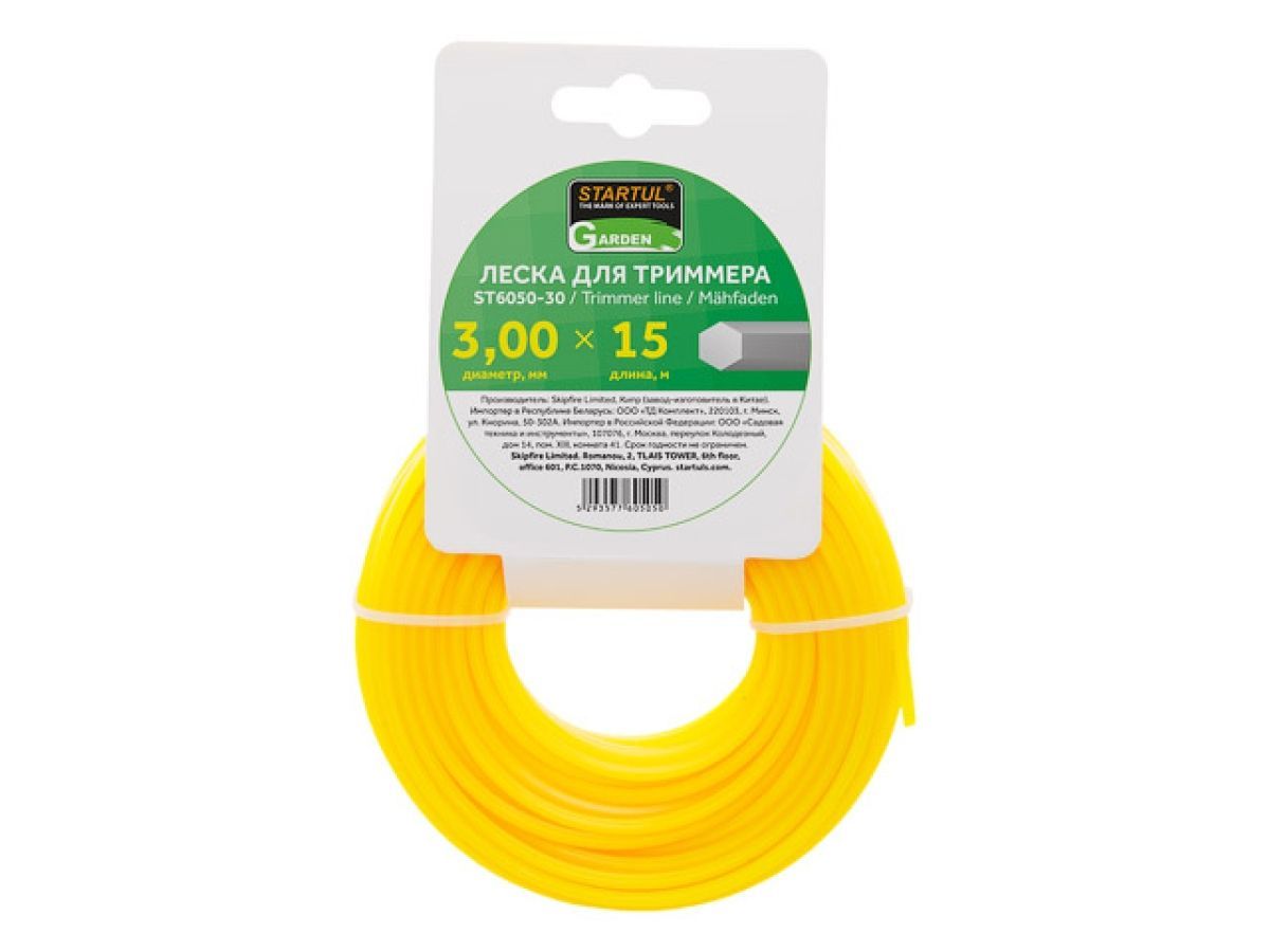 Леска ф 3.0 mm х 15 м шестигранное сечение GARDEN STARTUL ST6050-30