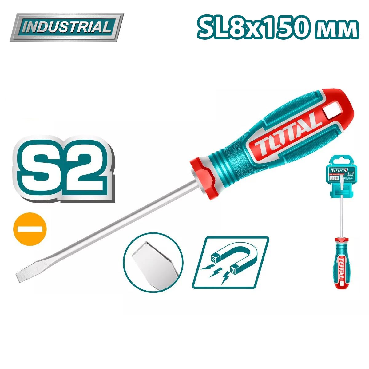 Отвертка шлицевая SL8x150мм  TOTAL TSDSL8150