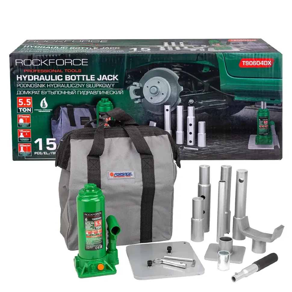 Домкрат бутылочный гидравлический 5,5т RockFORCE Rock FORCE RF-T90604DX