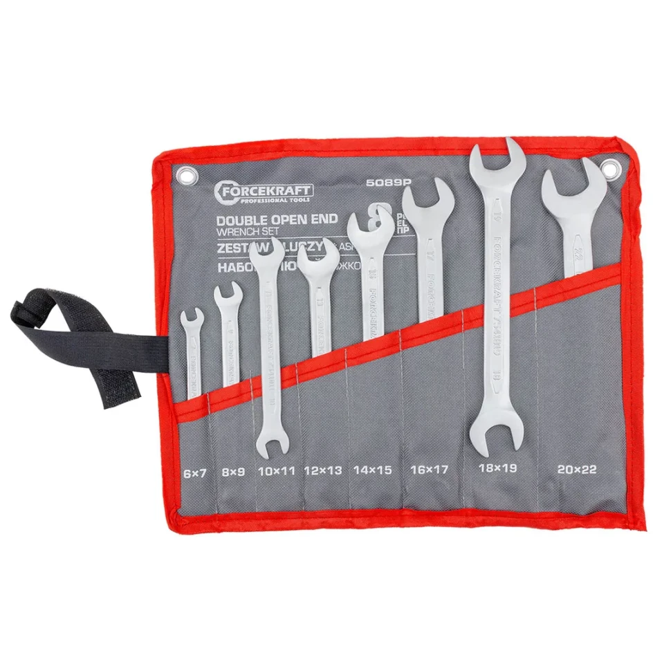 Ключи рожковые, набор 8пр. (6х7, 8х9, 10х11, 12х13, 14х15, 16х17, 18х19, 20х22мм)  ...FORCEKRAFT FK-5089P