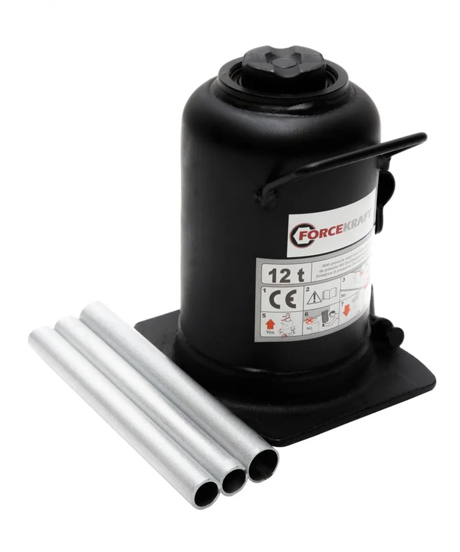 Домкрат бутылочный двухштоковый 12т (h min 240мм, h max 590мм)  FORCEKRAFT FK-TH812001