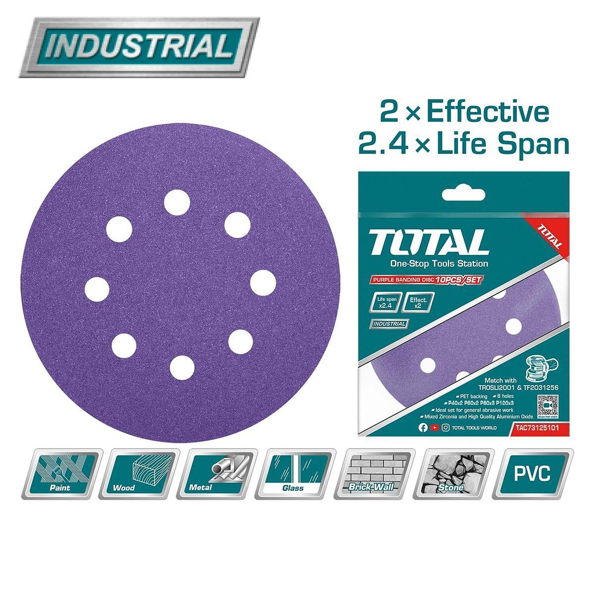 Набор шлифовальных кругов 125 мм   (10 шт)TOTAL TAC73125101