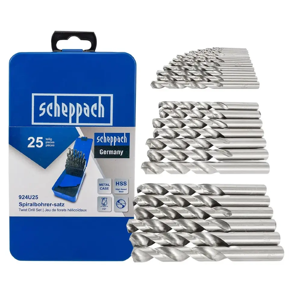 Набор сверл по металлу 25пр. Scheppach Sch-924U25 Набор сверл по металлу 25пр. Scheppach Sch-924U25