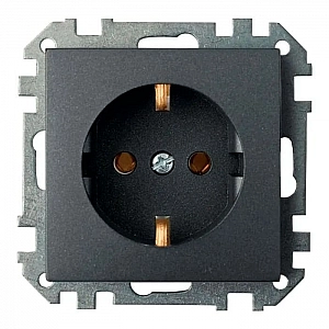 Розетка 1-ая (скрытая, с/з, з/ш) графит, Carre  BYLECTRICA РС16-1606 графит