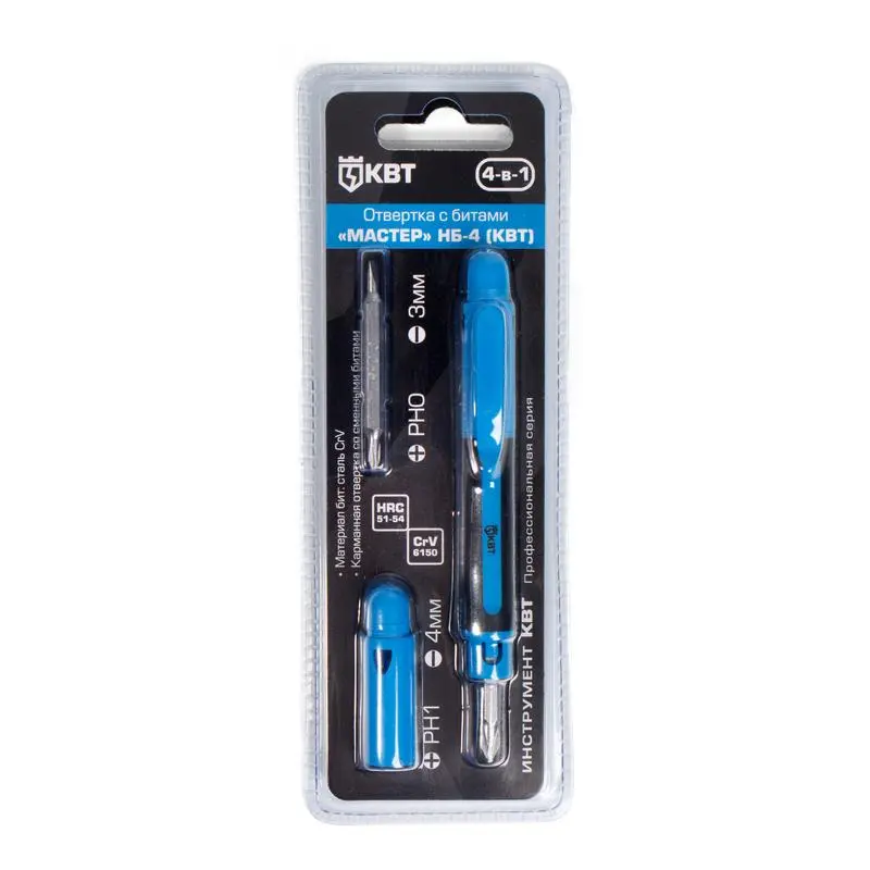 Набор отвертка с битами НБ-4 серия МАСТЕР (КВТ) КВТ 78697