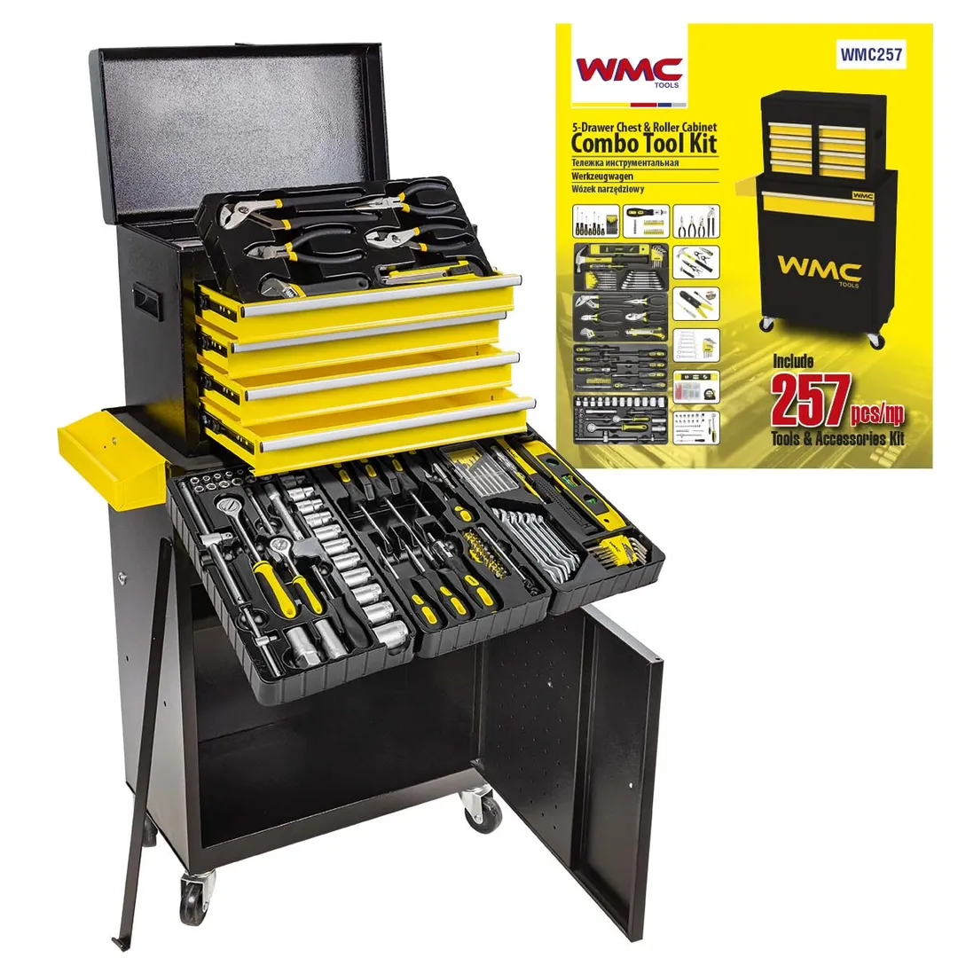 Тележка инструментальная с набором инструментов 257пр(700х600х290мм)  ...WMC TOOLS WMC-WMC257