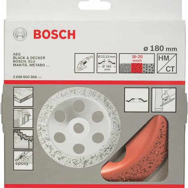 Чашка твердосплавная 180x22,23 мм (коническая / среднее зерно)  ...BOSCH 2.608.600.366