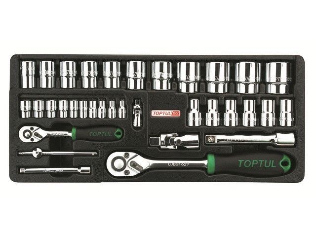 Набор-сет головок 1/4" и 1/2" 34пр. 434х176мм Toptul GCAT3402