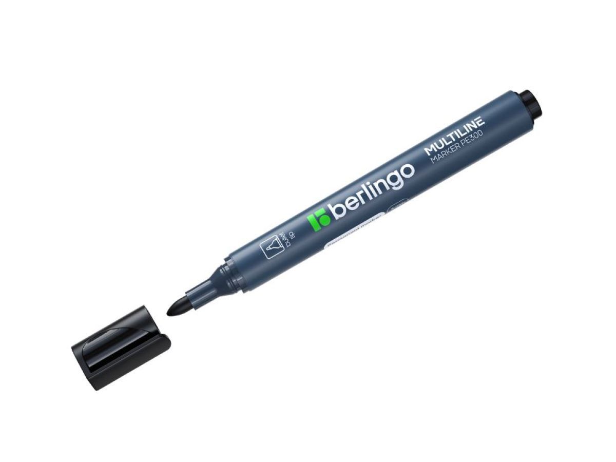 Маркер промышл. перманентный черный MULTILINE PE300 (Толщина линии 3 мм. Пулевидный. Цвет: черный) BERLINGO BMc_16201