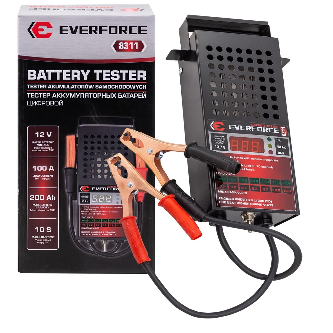 Тестер аккумуляторных батарей цифровой 12V, 100A, 200Ah  EVERFORCE EF-8311