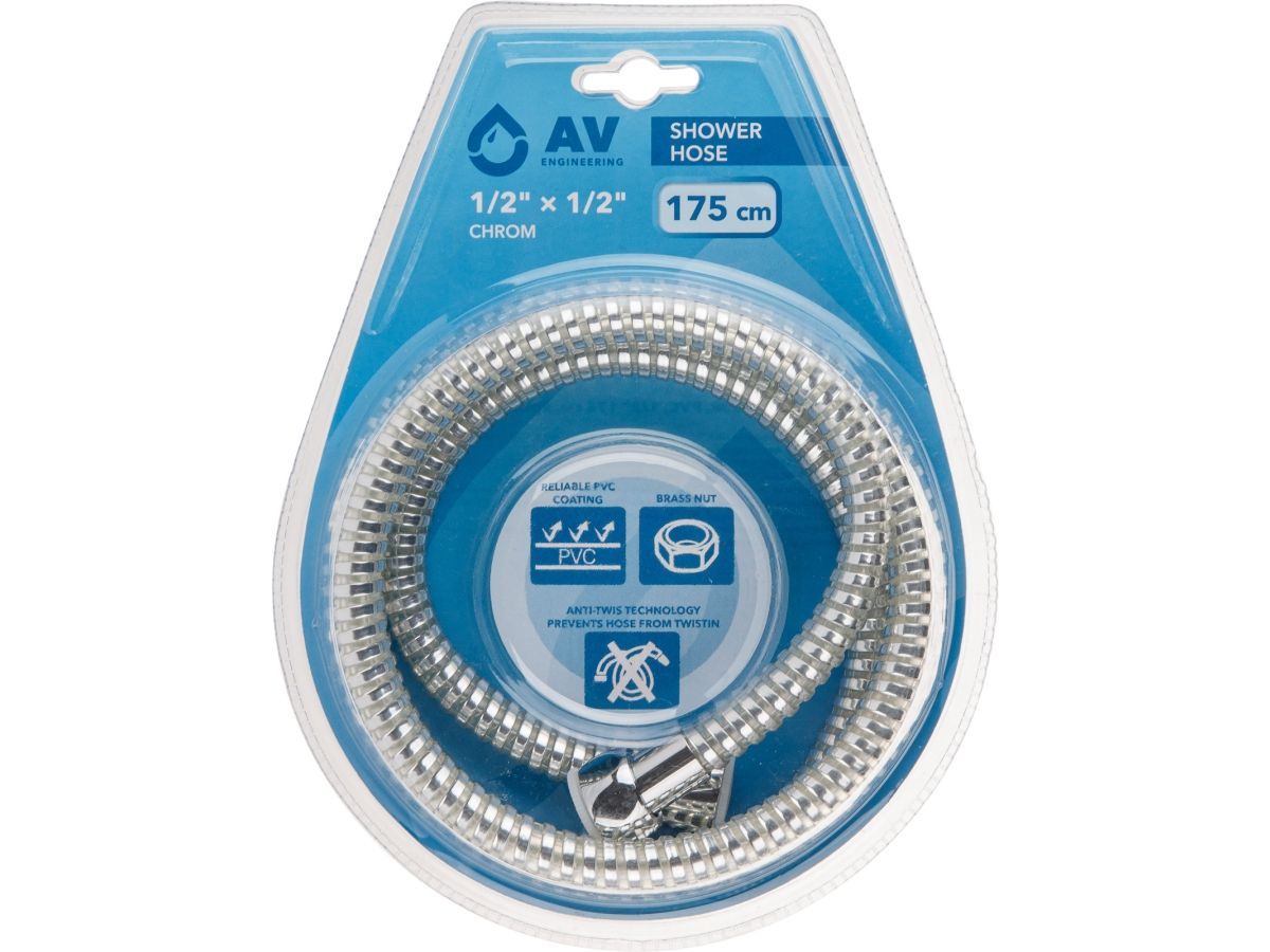 Шланг душевой, PVC, 1/2" г-г 175 см, хром AV Engineering AVSSS-111