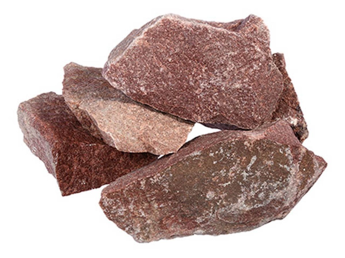 Камень Кварцит малиновый, колотый, в коробке по 20 кг БАННЫЕ ШТУЧКИ 3715