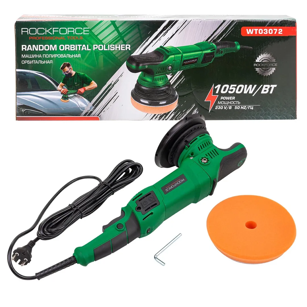 Машина полировальная орбитальная электрическая ,230V, 1050W, 1400-4800об/мин, диаметр круга - 150мм,...Rock FORCE RF-WT03072