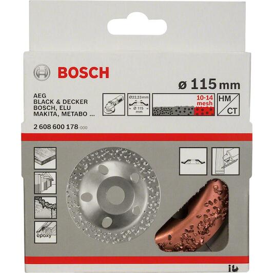 Чашка твердосплавная 115x22,23 мм (коническая / крупное зерно) BOSCH 2.608.600.178
