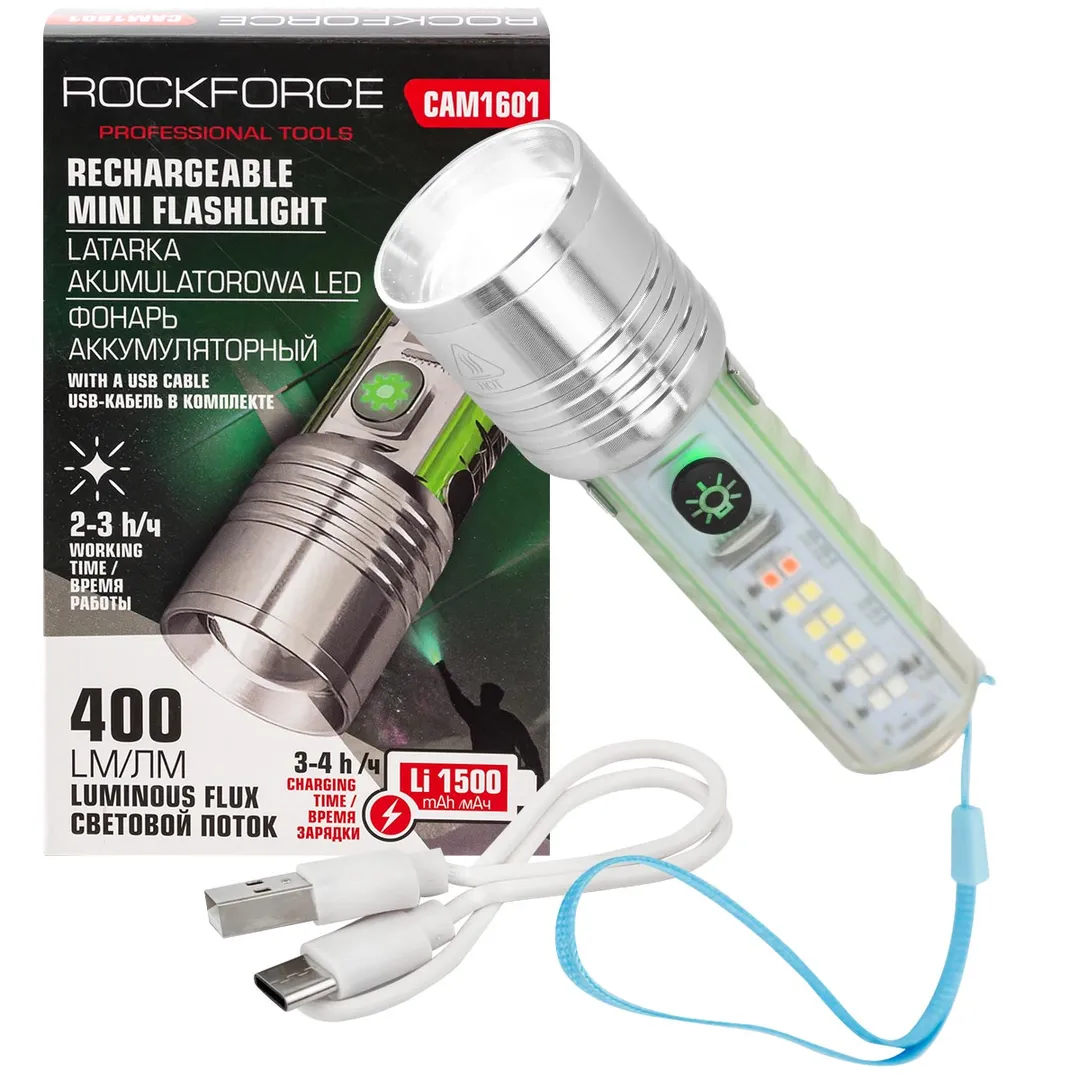 Фонарь аккумуляторный 1500мАч, 400лм RockFORCE Rock FORCE RF-CAM1601