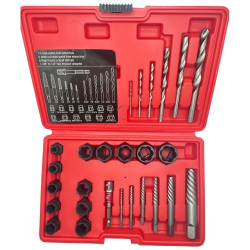 Экстракторы для извлечения обломанных болтов, гаек и шпилек, набор универсальный 26пр. 42CrMo H-D HD-05893