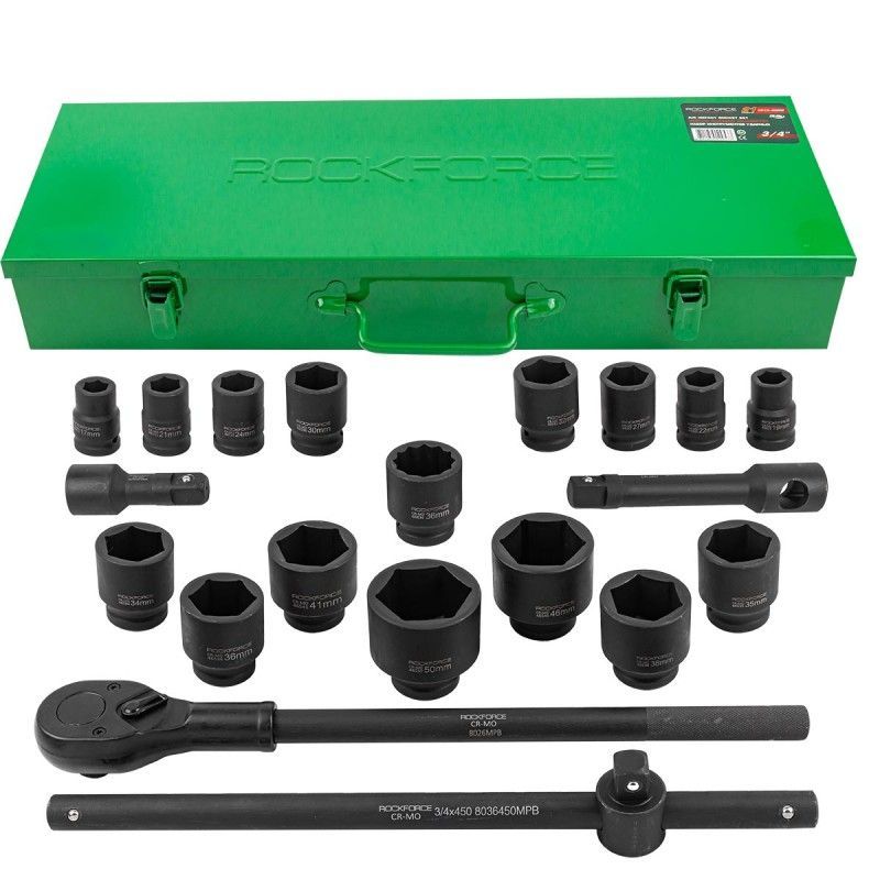 Набор инструментов ударных 21пр., 3/4" 6гр. (17-50мм) RockFORCE RF-6212-5MPB