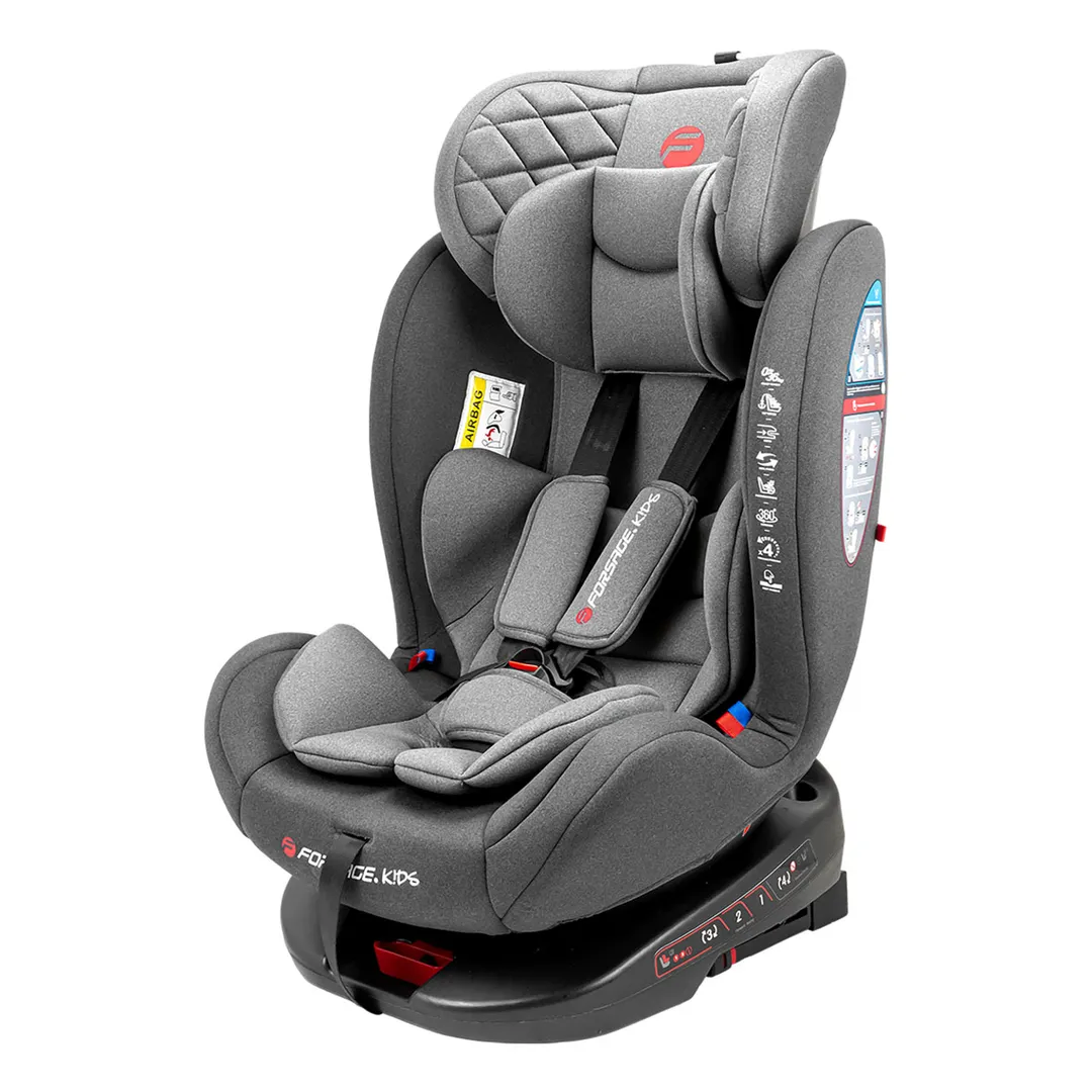 Автокресло детское 0-36 кг, поворотный механизм 360°, с ISOFIX .FORSAGE kids BS12 Grey