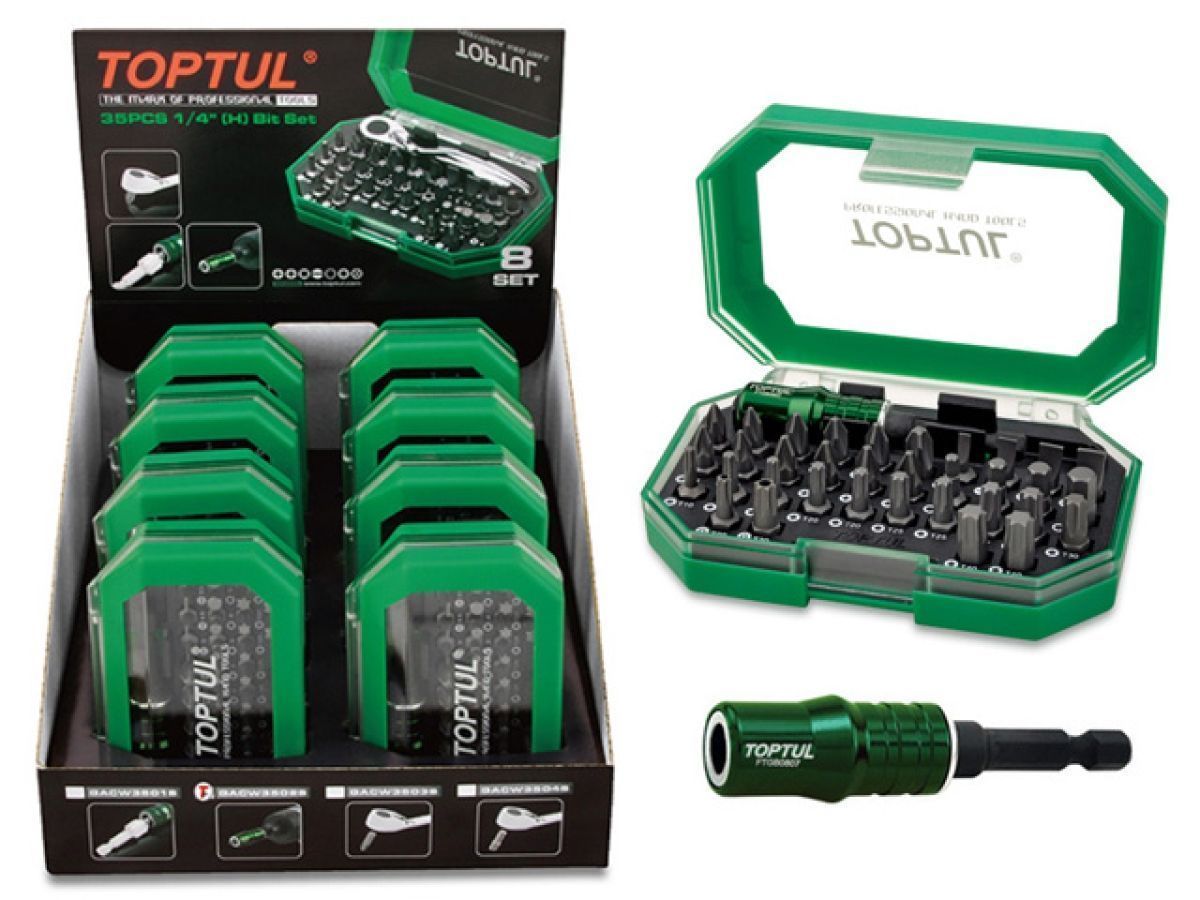 (8 сетов) Набор бит 1/4" с магнитным держателем TOPTUL GACW3502S