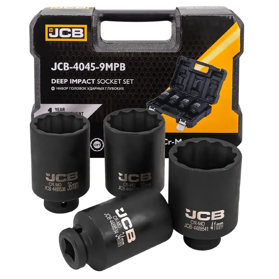 Набор головок ударных глубоких 4пр. 1/2" 12pt JCB JCB-4045-9MPB