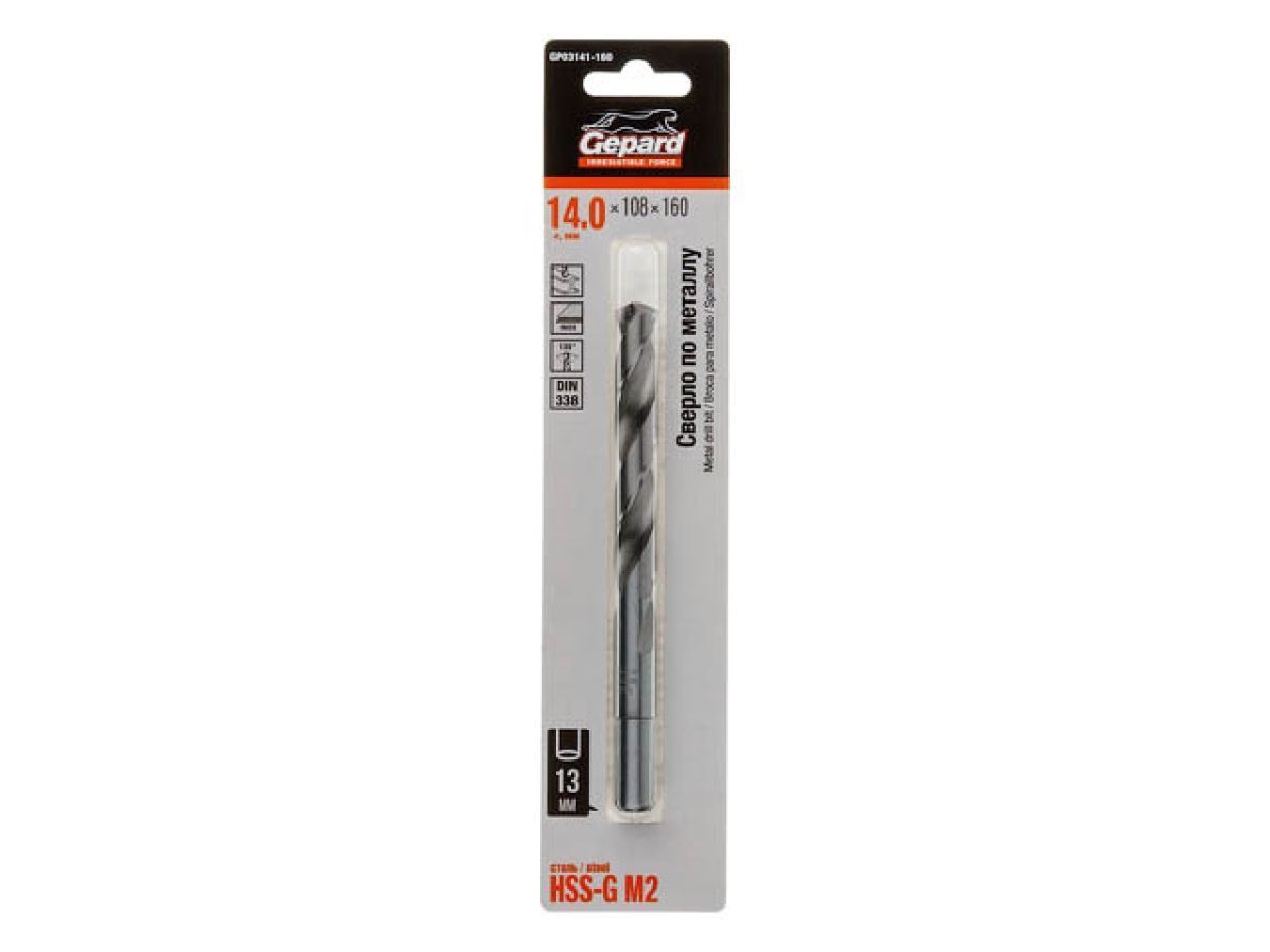 Сверло по металлу ц/x 14.0x108x160 mm HSS-G GEPARD GP03141-160