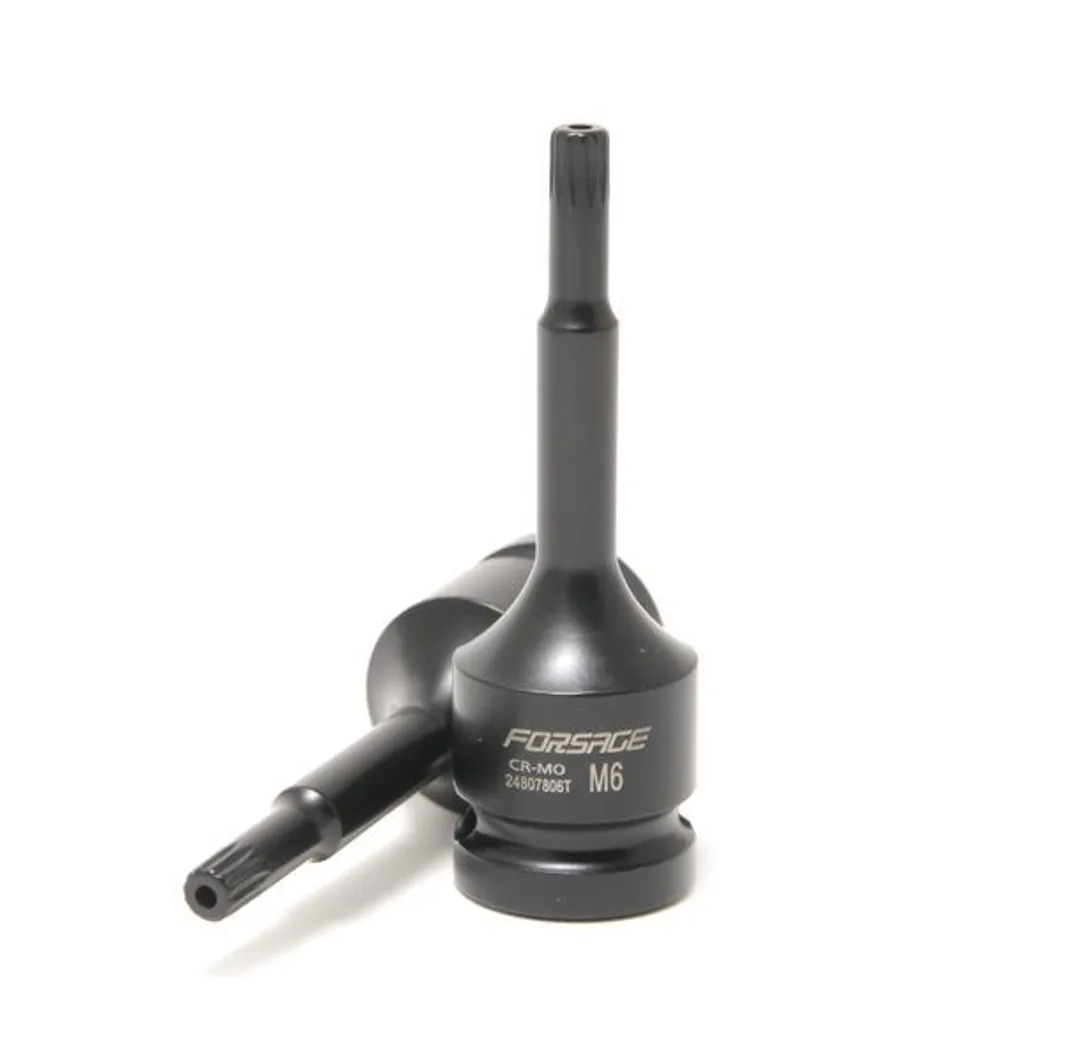 Головка-бита SPLINE глубокая ударная 1/2", M8 с отверстием Forsage F-24807808T