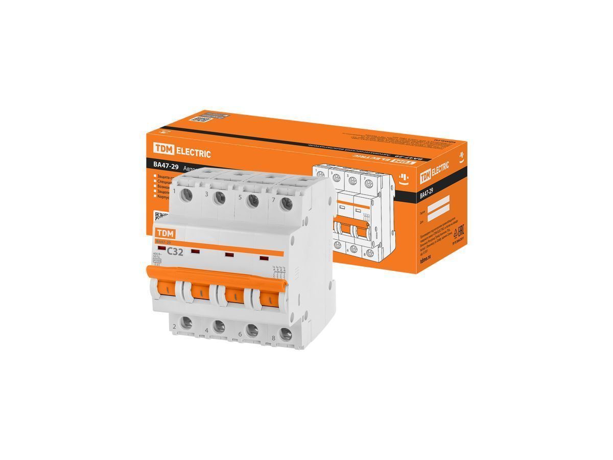 Авт. выкл.ВА47-29 4Р 32А 4,5кА х-ка С TDM SQ0206-0128