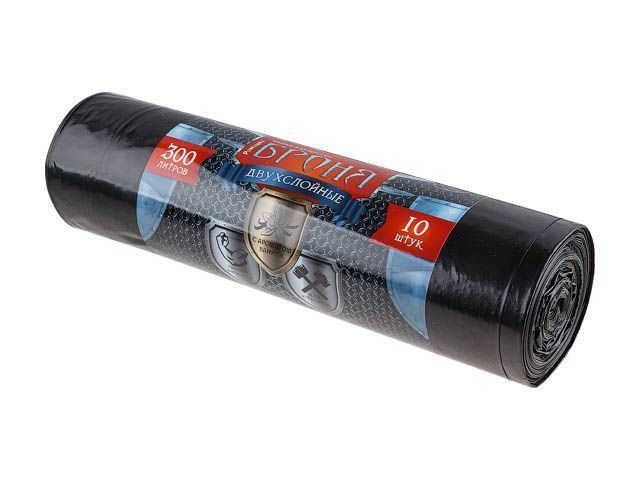 Мешки для мусора, 300 л, 10 шт, черные, "БРОНЯ" (105х150см/60мкм)  РОМАШКА ВР-0014
