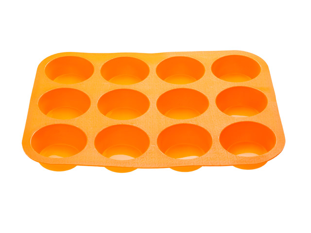 Форма для выпечки, силиконовая, прямоугольная на 12 кексов, 33х25х3 см, оранж.  ...PERFECTO LINEA 20-018714