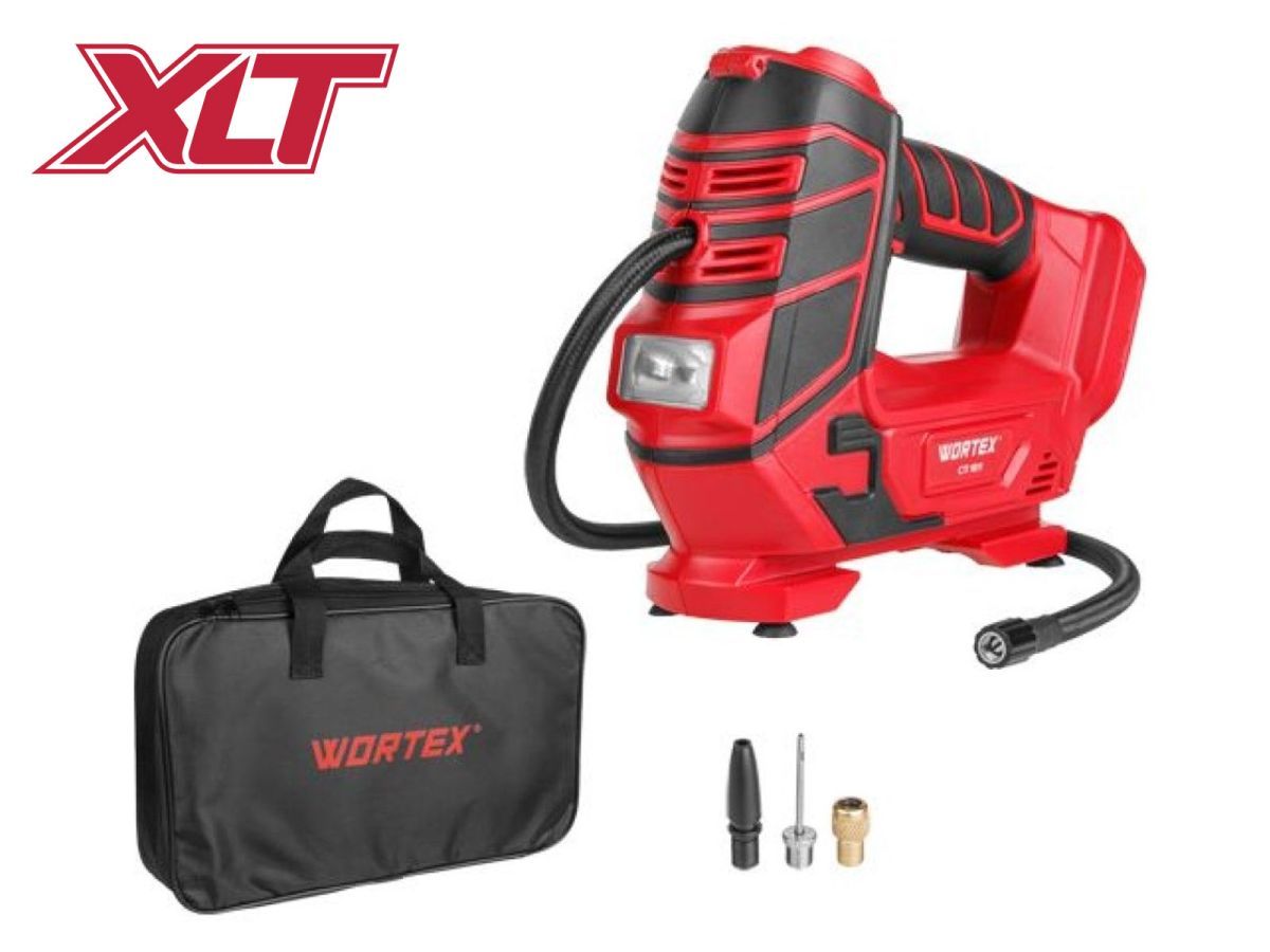Аккумуляторный компрессор CTI 1811 в кор. ALL1 SOLO (160 PSI / 11 бар / 1100 кПа, цифровой монометр, 600 mm шланг, подсветка) WORTEX 1325445