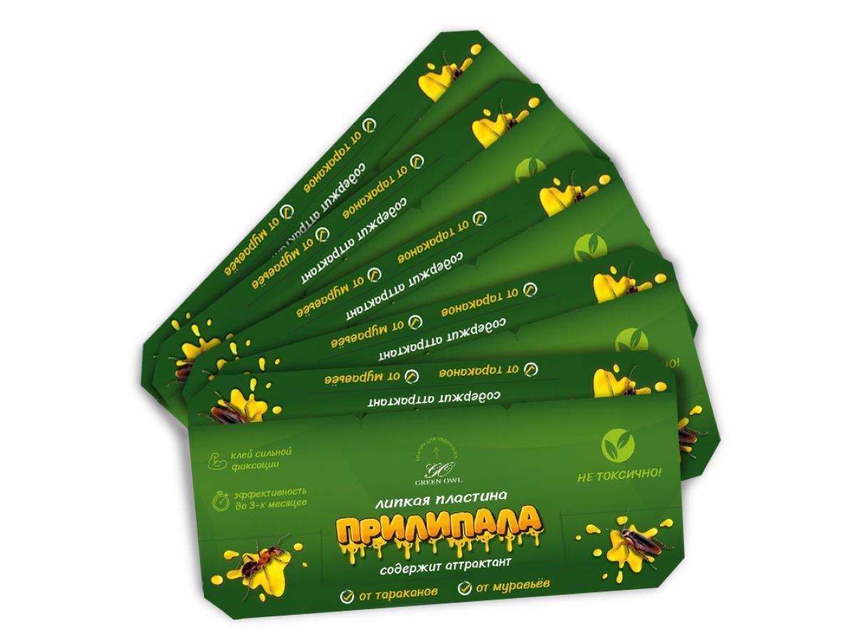 Липкая пластина от тараканов и муравьев "Прилипала", 5 шт. GreenOwl 4816192100024