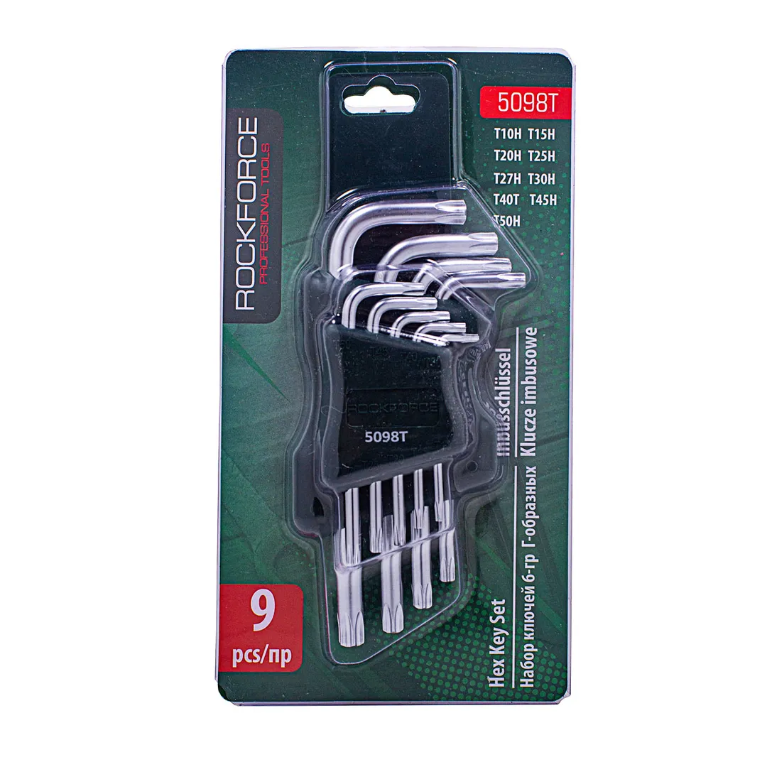 Набор ключей TORX Т10Н-Т50Н 9пр. с отверстием) Rock FORCE RF-5098T