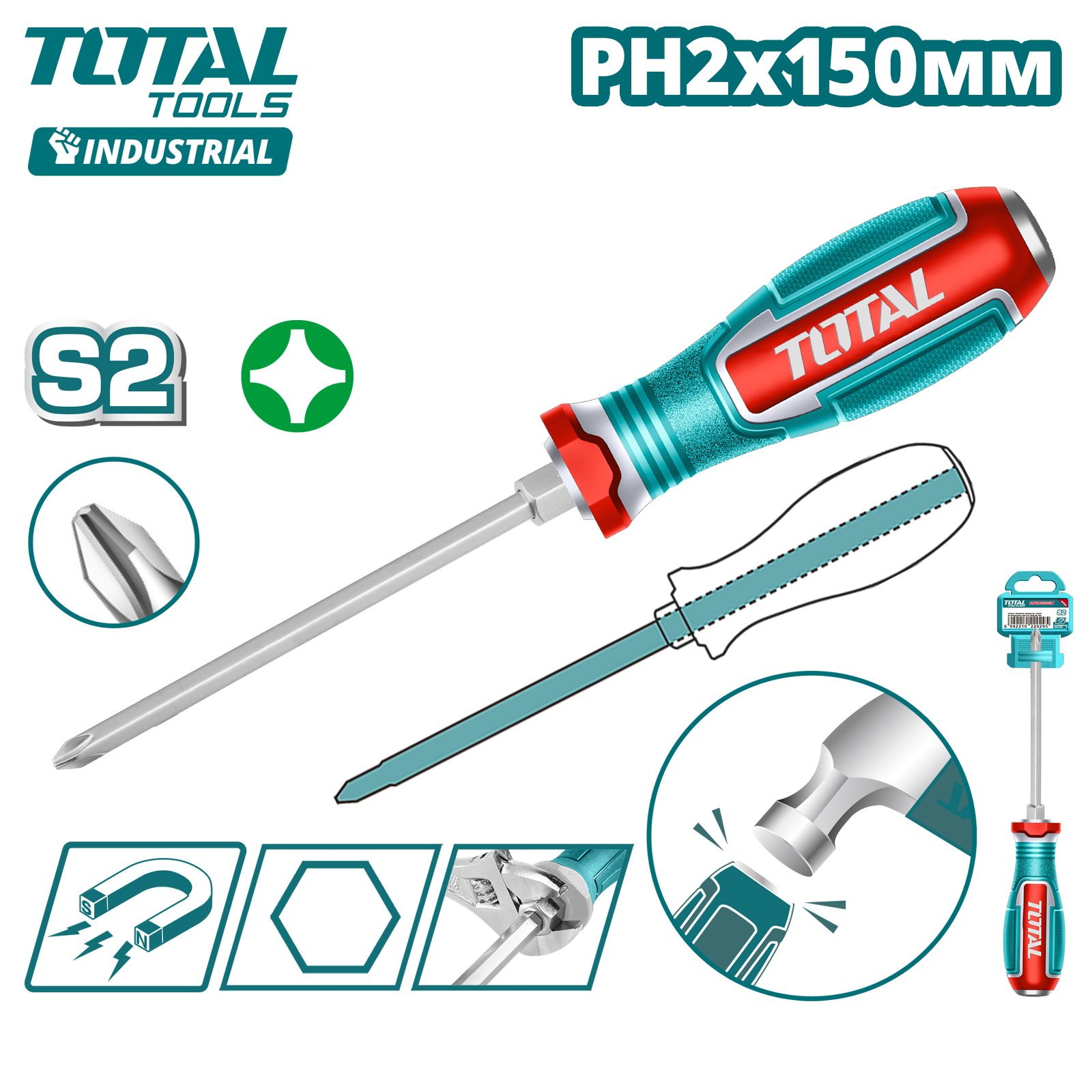 Отвертка крестовая PH2x150мм  TOTAL TGTPH2150