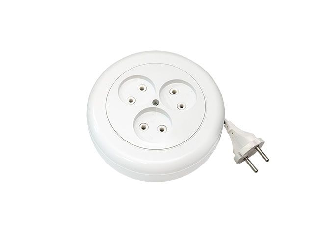 Удлинитель на катушке 5м, 3 розетки, 1.5кВт, 2х0.75mm2, без заземляющего контакта BYLECTRICA У6-2405м