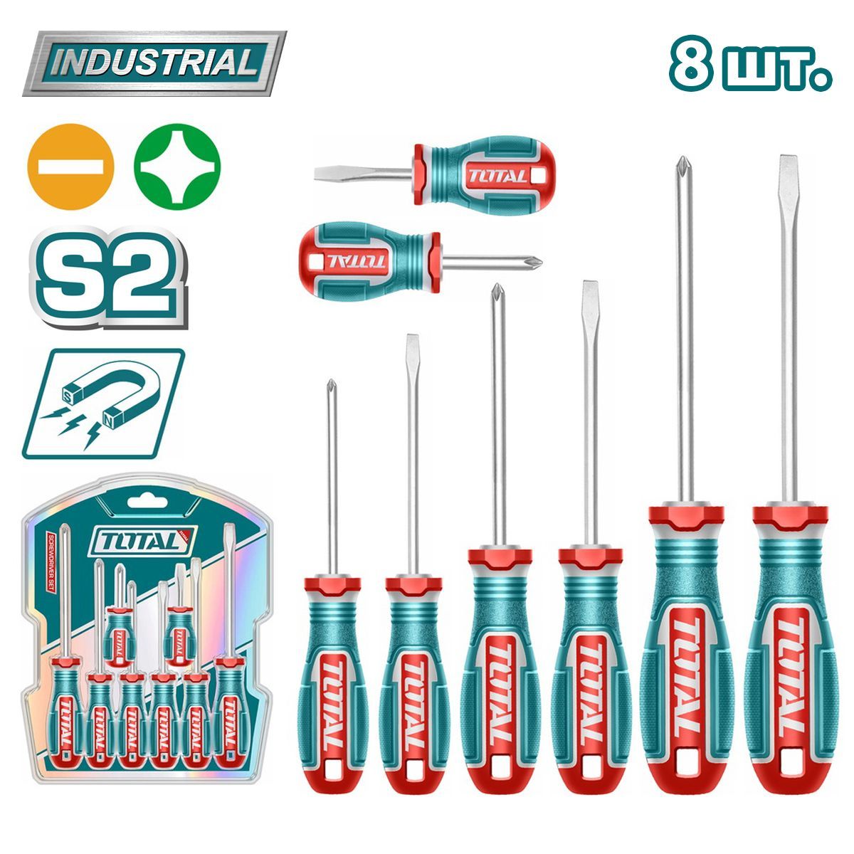 Набор отверток   (8 шт)TOTAL TKSDS0826