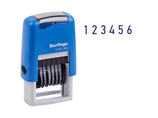 Нумератор мини автомат Printer 7836 6 разрядов 3 mm пластик  BERLINGO BSt_82406