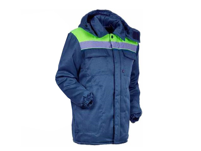 Куртка утепленная с капюшоном р.52-54 рост 170-176 (синяя- лимон)  ...Рабочий фронт "Эксперт Люкс"