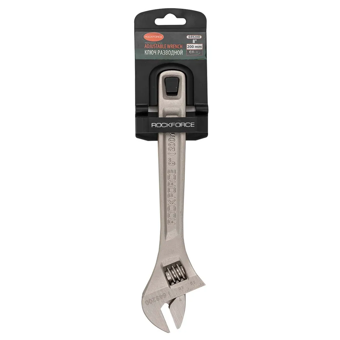 Ключ разводной Profi CRV 8"-200мм (захват 0-25мм) Rock FORCE RF-649200