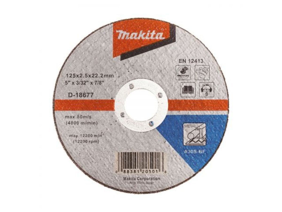 Круг отрезной 125х2.5x22.2 мм для стали  плоский A30S MAKITA D-18677