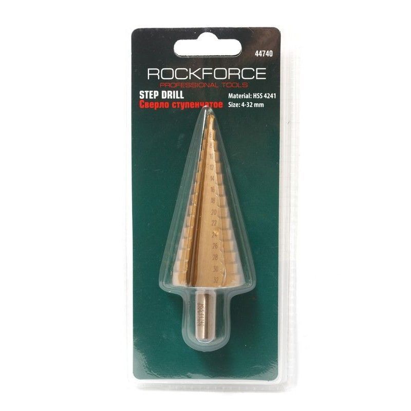 Сверло ступенчатое  HSS 4241(4-32мм), в блистере  Rock FORCE RF-44740