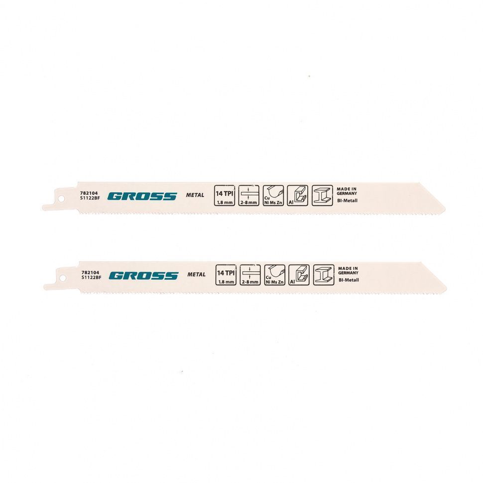 Полотна по металлу для сабельной пилы 4416 - S1122BF, 210 x 1.8 mm, 2 шт Gross 782104