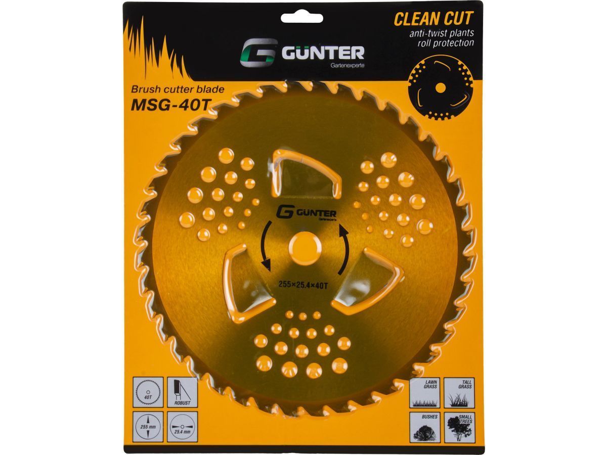 Нож для мотокосы 40 зуб. 255х1.3х25.4 мм (антинамотка, твердоспл.) GUNTER GUX6010-4
