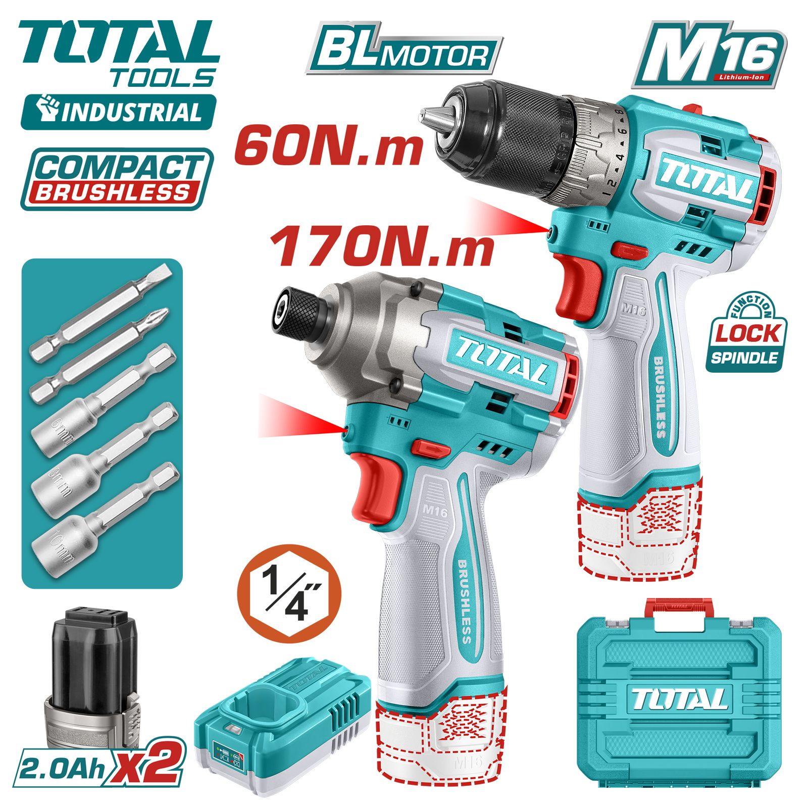 Набор аккумуляторного инструмента  TOTAL TOSLI240968