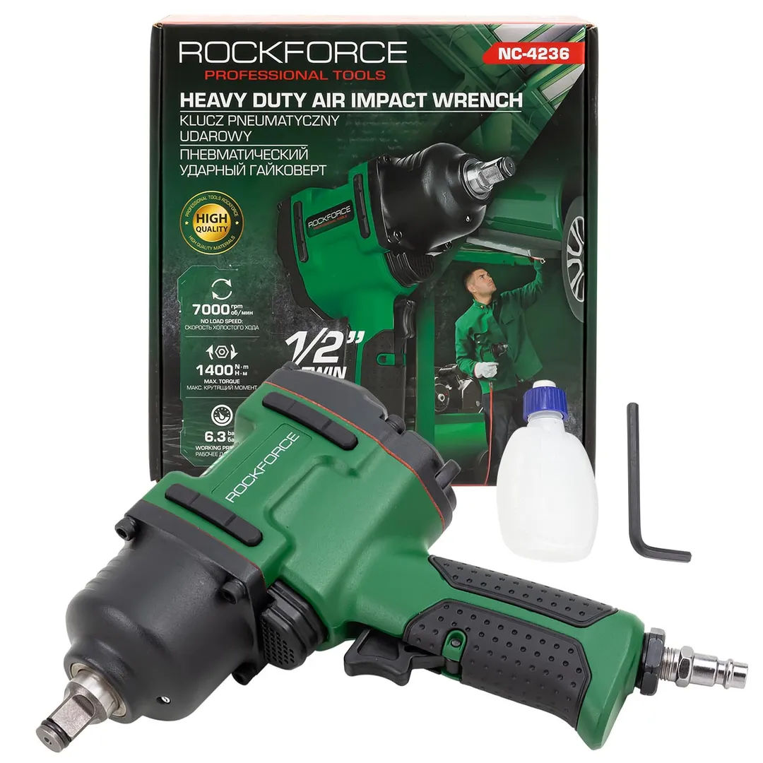Гайковерт пневматический ударный 1/2'',1400Нм, 7000 об.мин, Rock FORCE RF-NC-4236