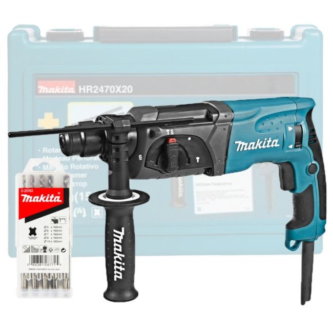 Перфоратор SDS-plus (780Вт/2.4Дж/Кейс) + набор буров D-20703  MAKITA HR2470X20