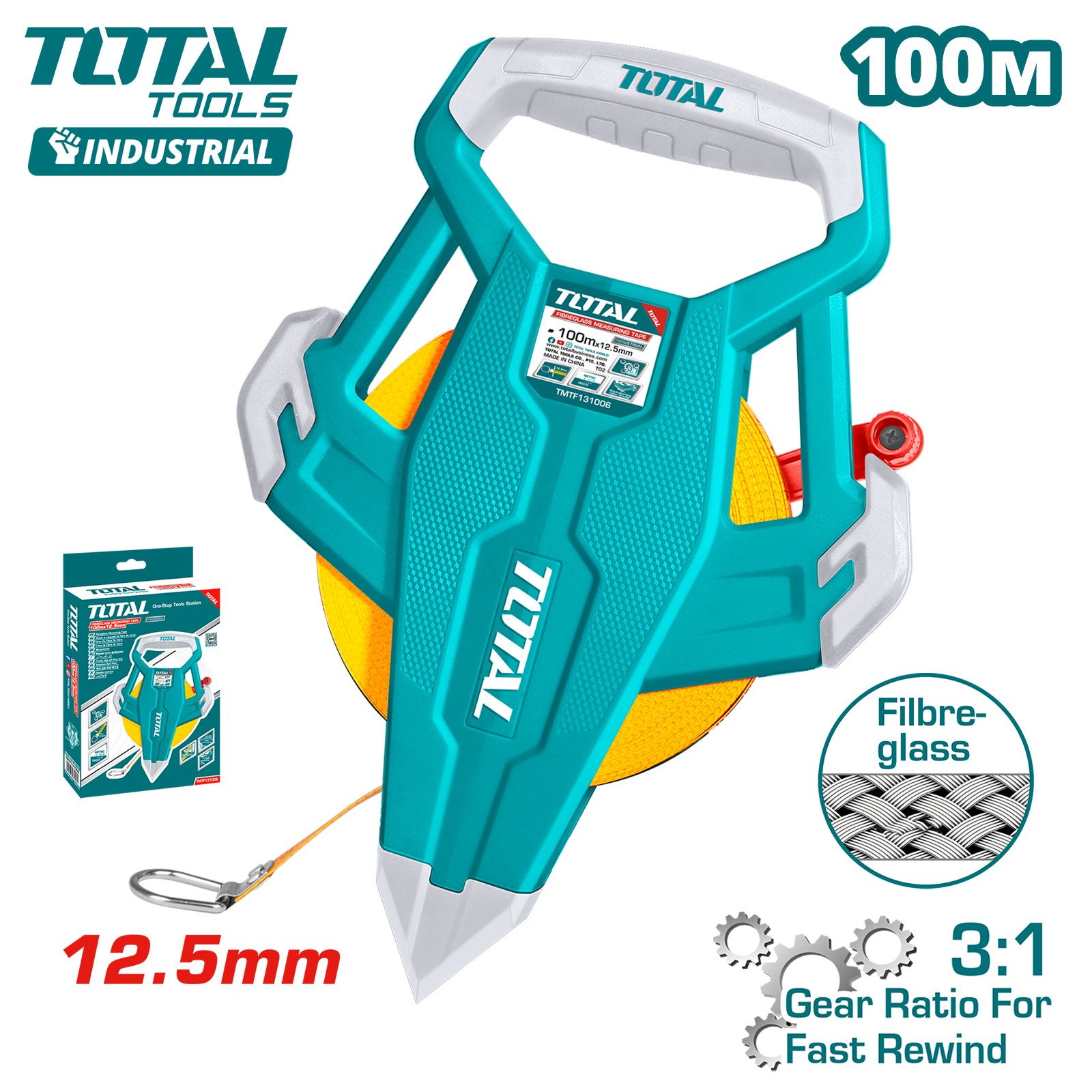 Лента мерная 100м  TOTAL TMTF131006