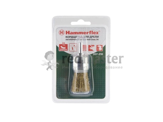 Кордщетка Hammer Flex 207-210 25мм d6 тип "венчик", латунированная, из волнистой проволоки, с хвостов Hammer 62125