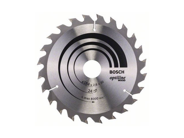 Диск пильный 184х30 mm 24 зубьев по дереву OPTILINE WOOD (твердосплавный зуб)  ...BOSCH 2608640610
