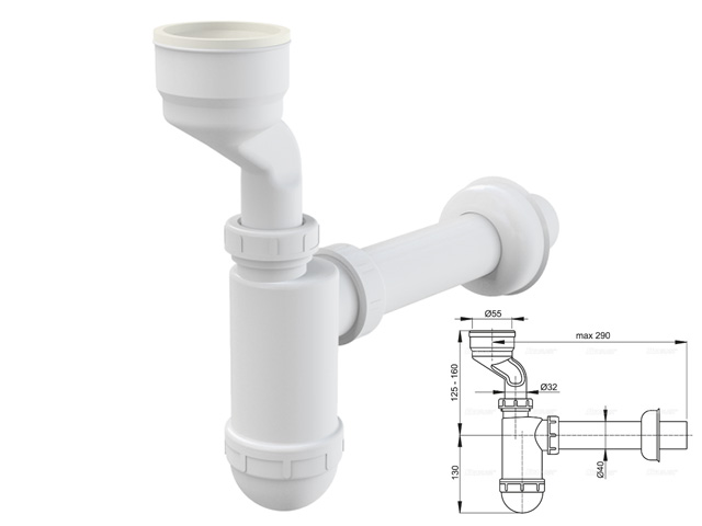 Сифон для писсуара с манжетой  Alcaplast A45A-BL-01